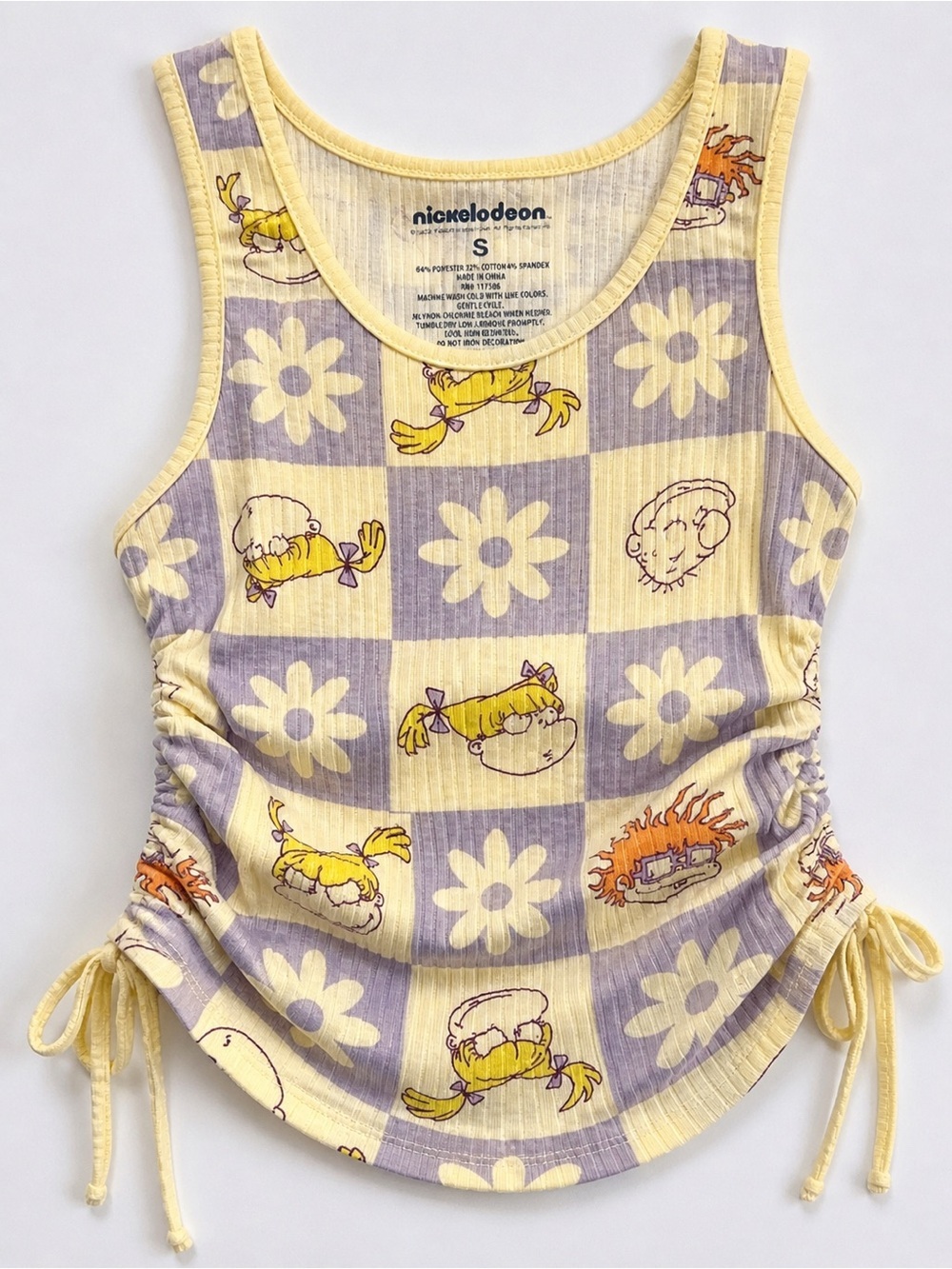 Nickelodeon Rugrats Graphic Tank Top Y2K Checker Floral Baby Tee Size Small